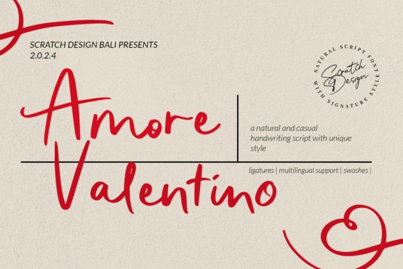 Amore Valentino: A Natural Script Font That Elevates Small Business Branding